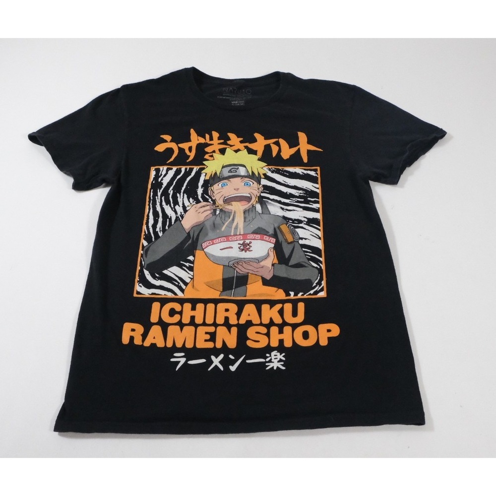 Naruto T-Shirt Mens‎ Small Black Ichiraku Ramen Shop Shippuden Y2K Anime Graphic